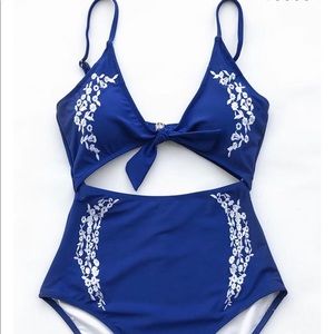 Blue cutout swimsuit